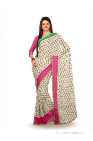 Fabdeal Geometric Print Fashion Chiffon Sari
